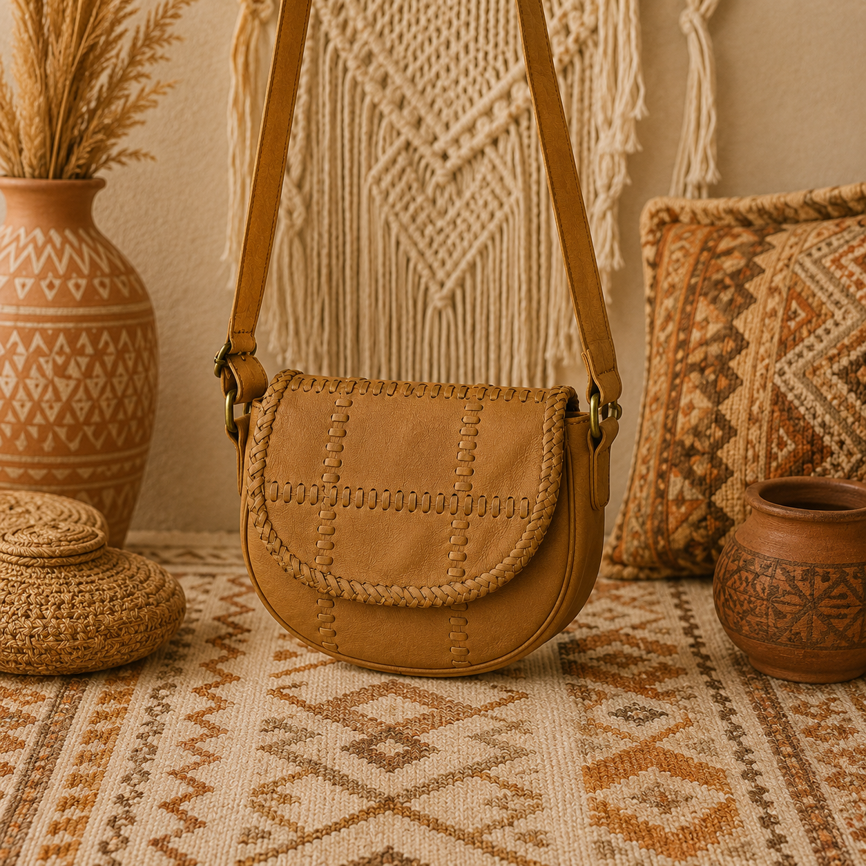 Saddle Crossbody Leather Bag