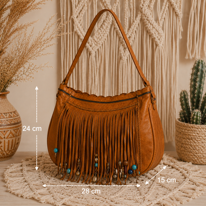 Boho Chic Fringes Leather Bag for Women