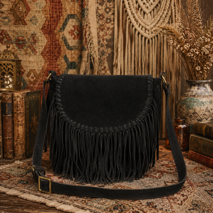 Suede Leather  Bag with Fringes