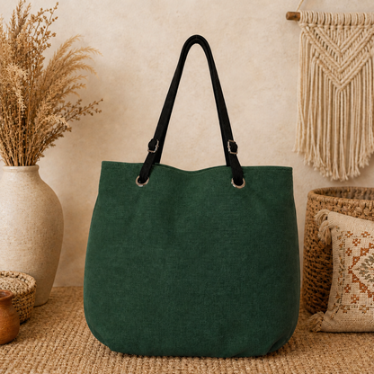 Large Linen Shoulder Tote Bag