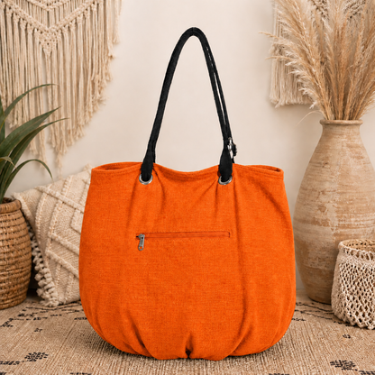 Large Linen Shoulder Tote Bag