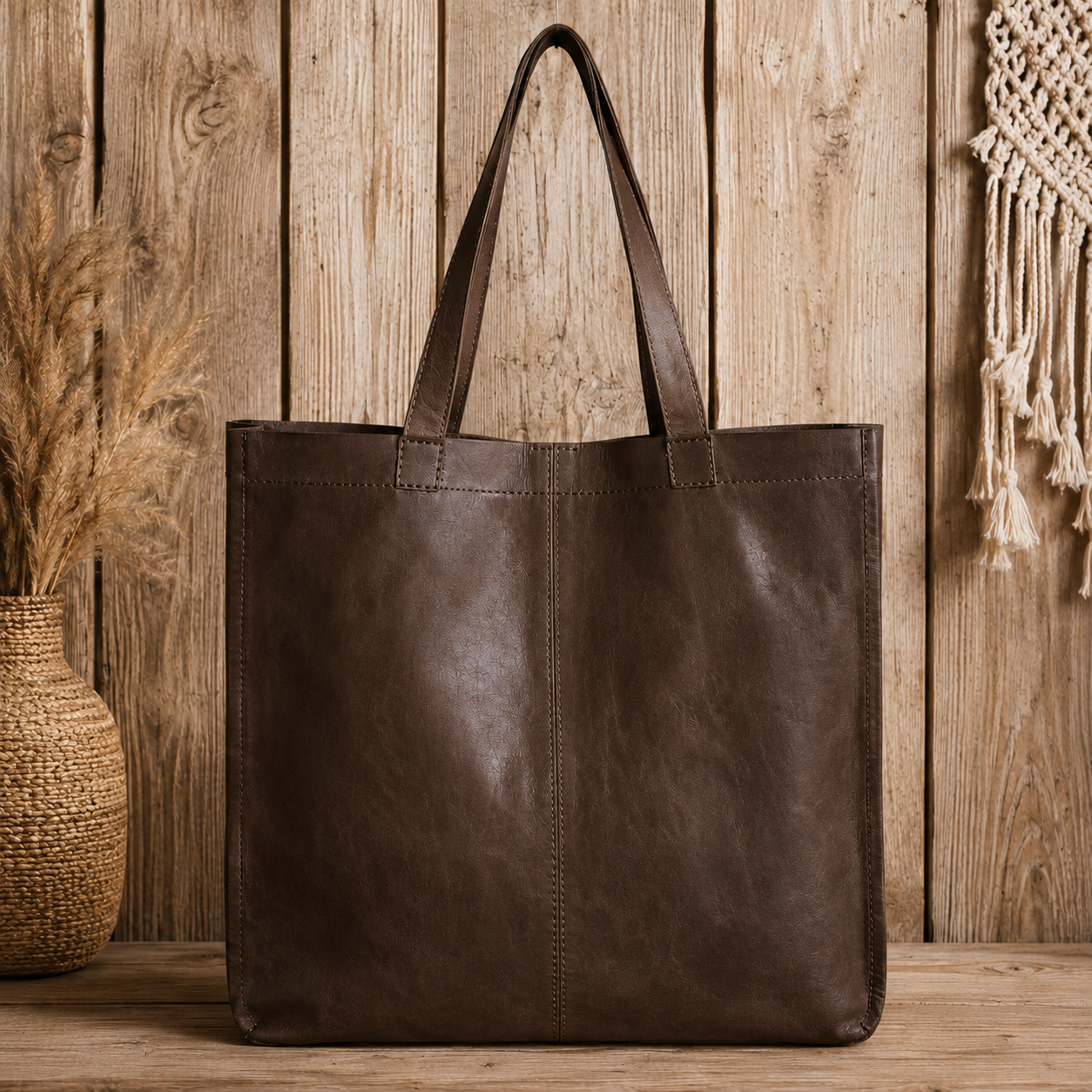 Leather Tote Bag – Minimalist Everyday Carryall for Work & Travel