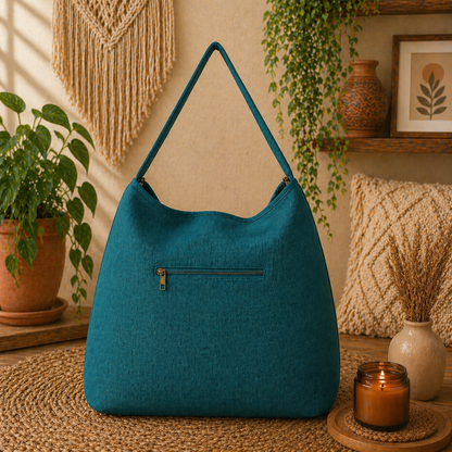 Large Hobo Bag with Suede Leather Strap