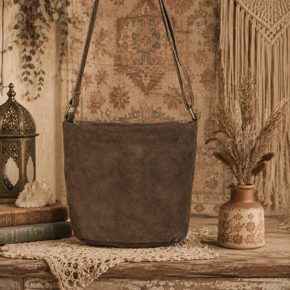 Suede Leather  Bag with Fringes
