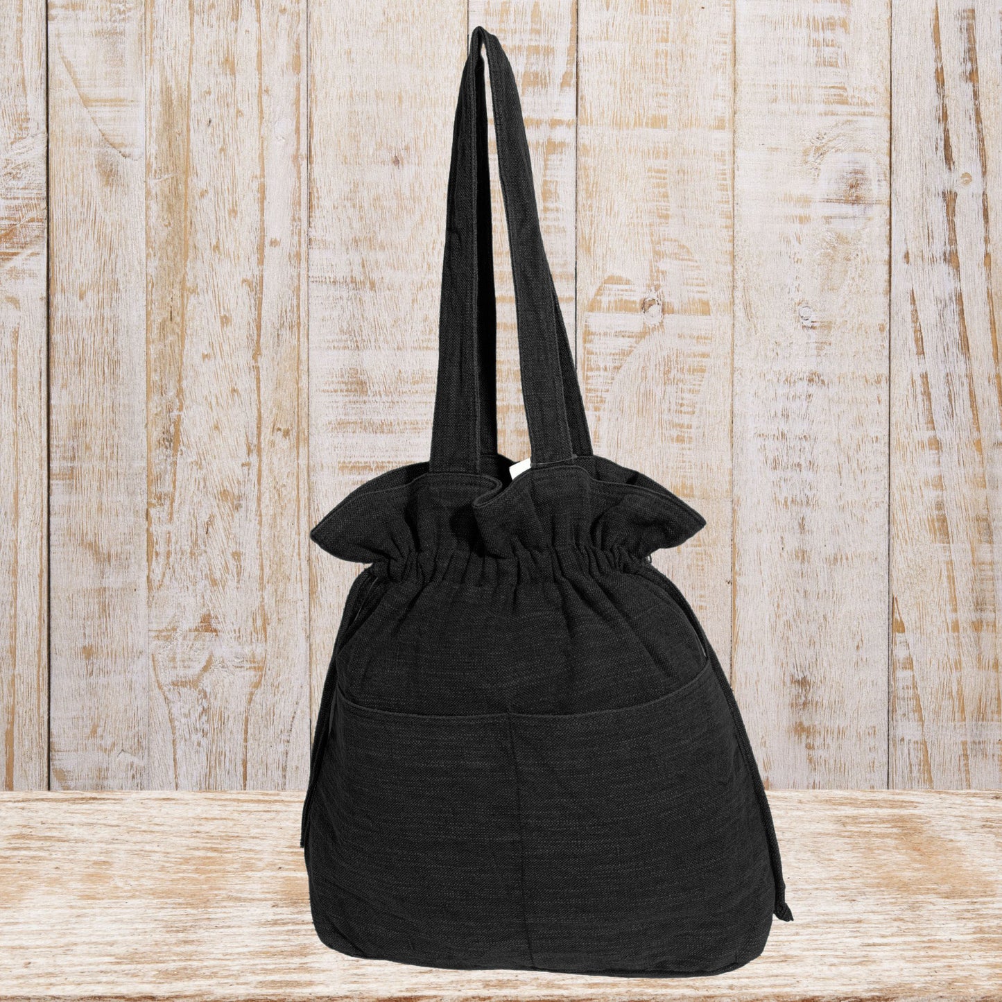 Stylish Linen Drawstring Tote Bag
