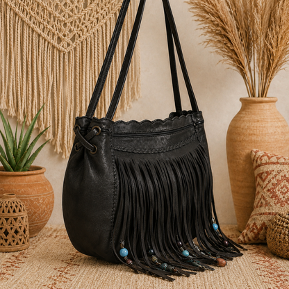 Boho Chic Fringes Leather Bag for Women