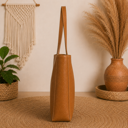 Tan Leather Tote Bag