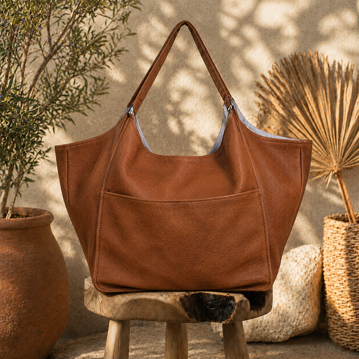 Large Black Leather hobo Bag
