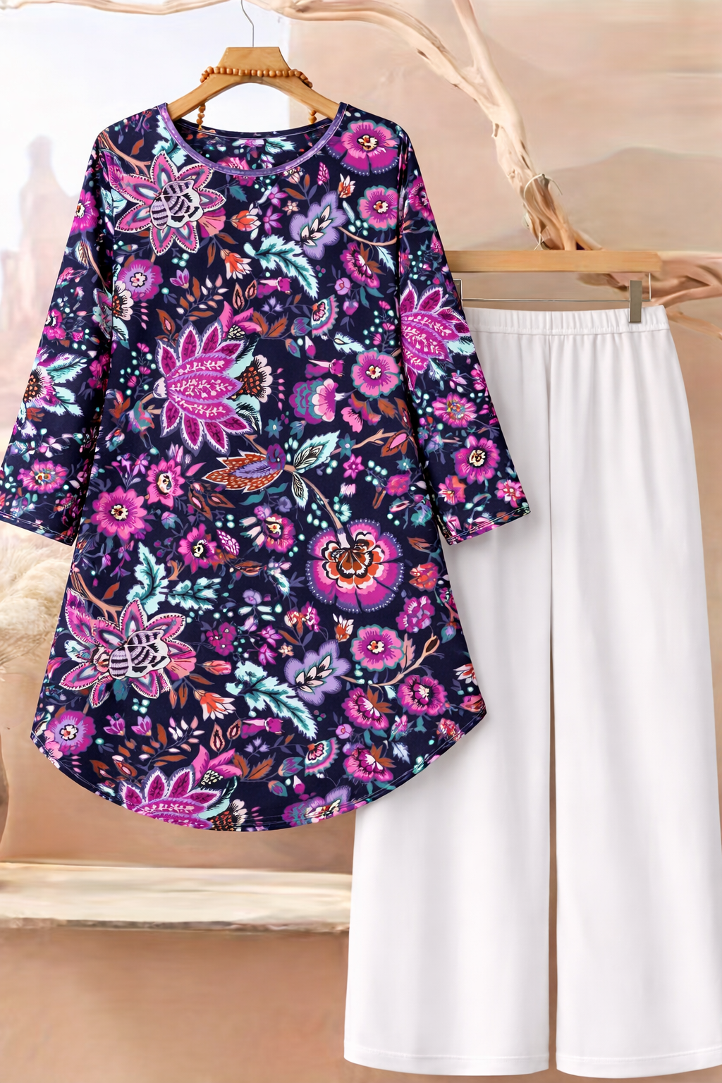 🌸 Stylish Spandex Floral Top & Pant Set