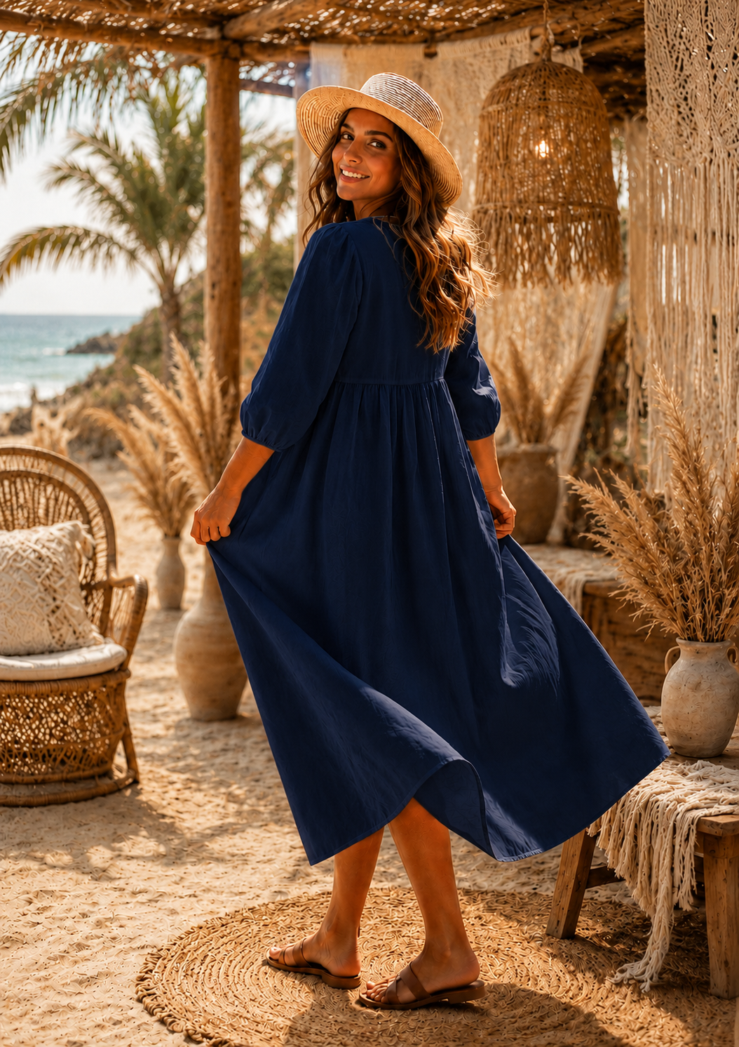 Linen Coastal Breeze Maxi Dress