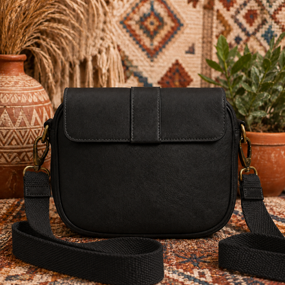 Vintage Coffee Brown Leather Crossbody Bag with Adjustable Strap