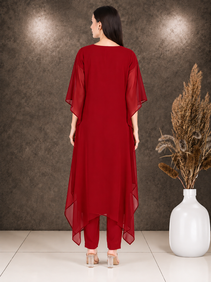 Women's Sequin Motif Embellished Georgette Kaftan Set