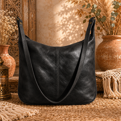 Classic Tan Leather Hobo Handbag