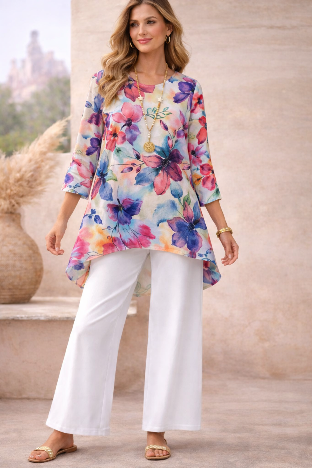 🌸 Stylish Spandex Floral Top & Pant Set