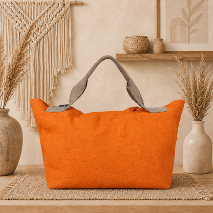 Large Linen Shoulder Tote Bag