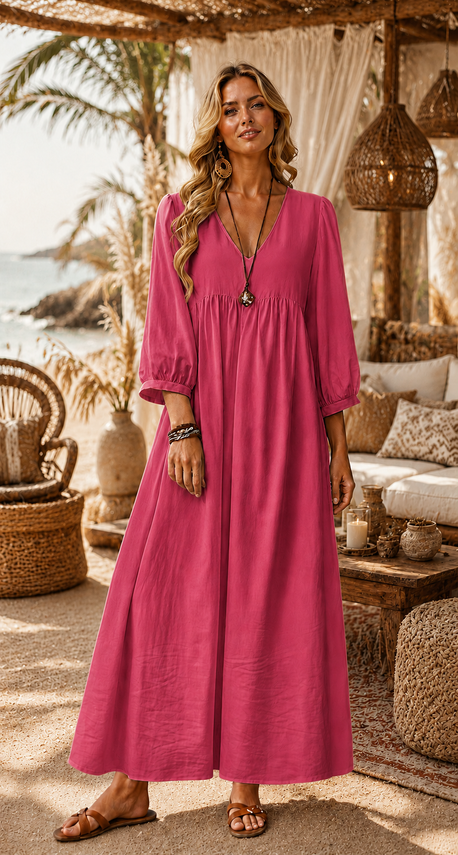 Linen Coastal Breeze Maxi Dress