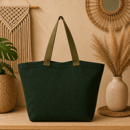 Large Linen Shoulder Tote Bag