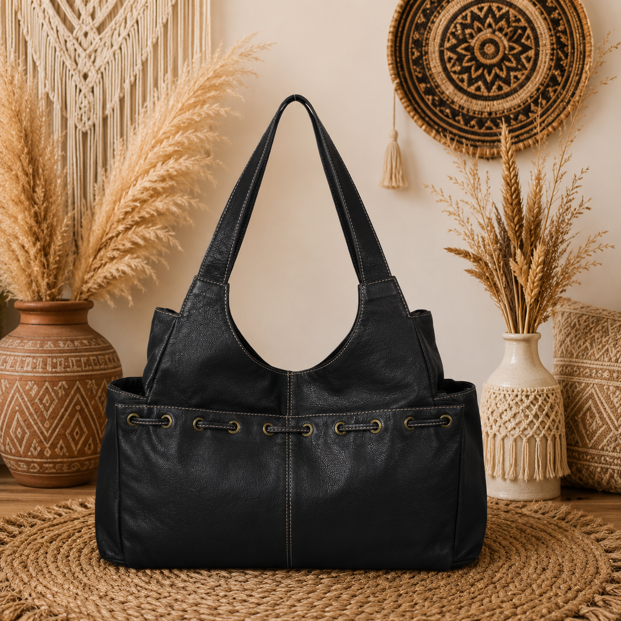 Black Leather Shoulder Bag