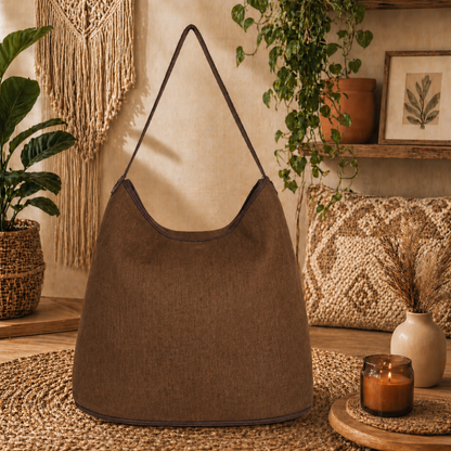 Large Hobo Bag with Suede Leather Strap