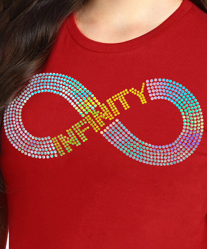 Women Sequins Motifs Embellished Cotton T-shirt