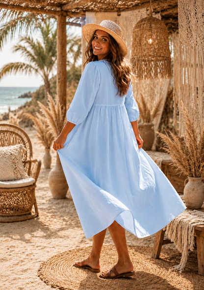 Linen Coastal Breeze Maxi Dress