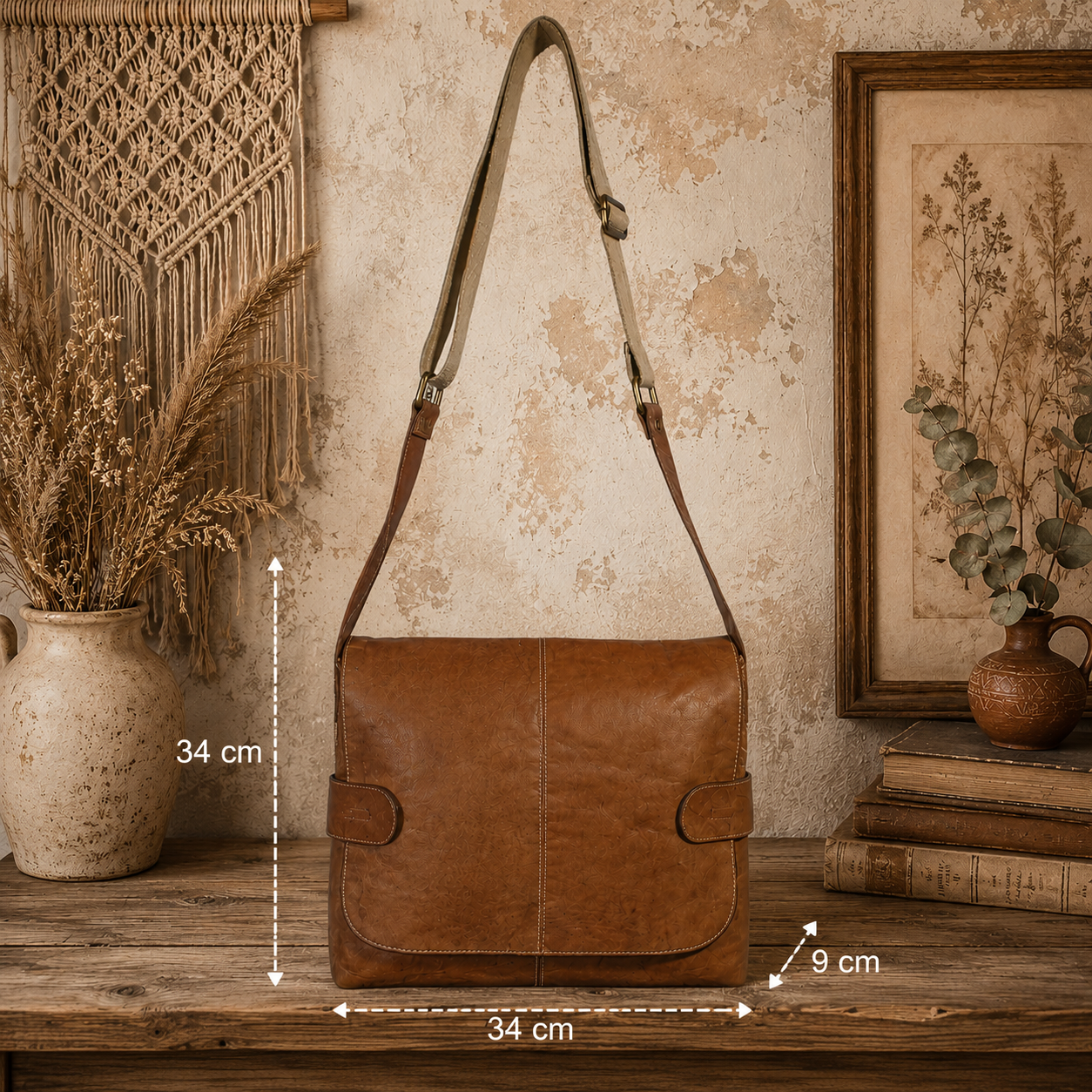 Leather Messenger Handbag