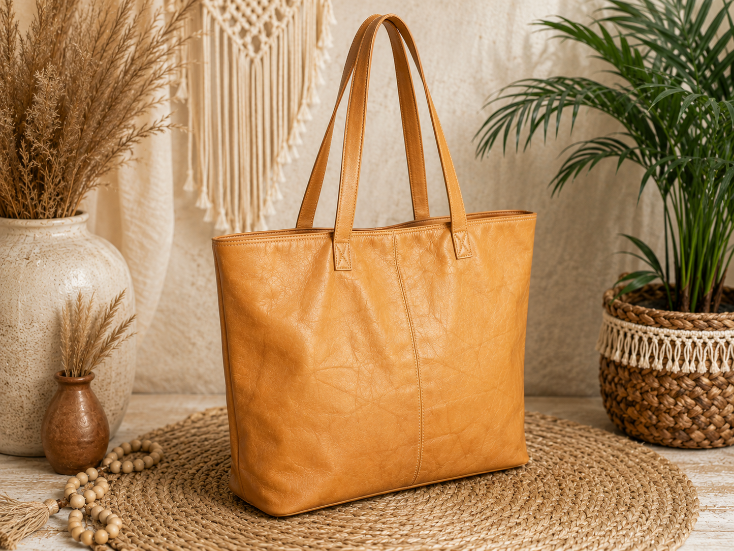 Midnight  Leather Tote Bag – Large Everyday Shoulder Tote