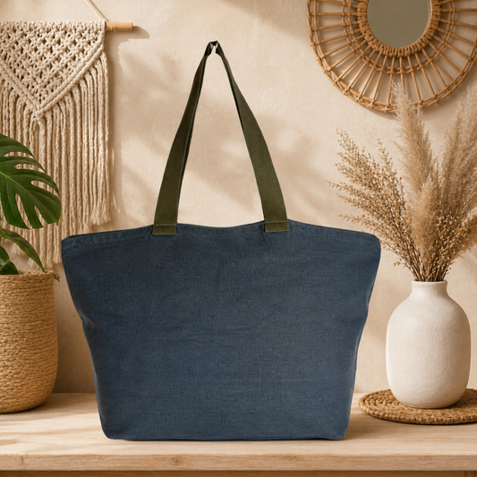 Large Linen Shoulder Tote Bag