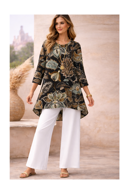🌸 Stylish Spandex Floral Top & Pant Set