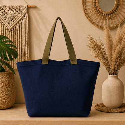 Large Linen Shoulder Tote Bag