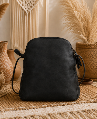 Boho Coffee Brown Leather Sling Bag