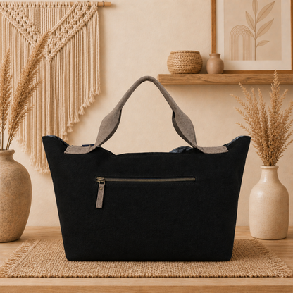 Large Linen Shoulder Tote Bag