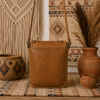 Crossbody Leather Bag with Small Studs