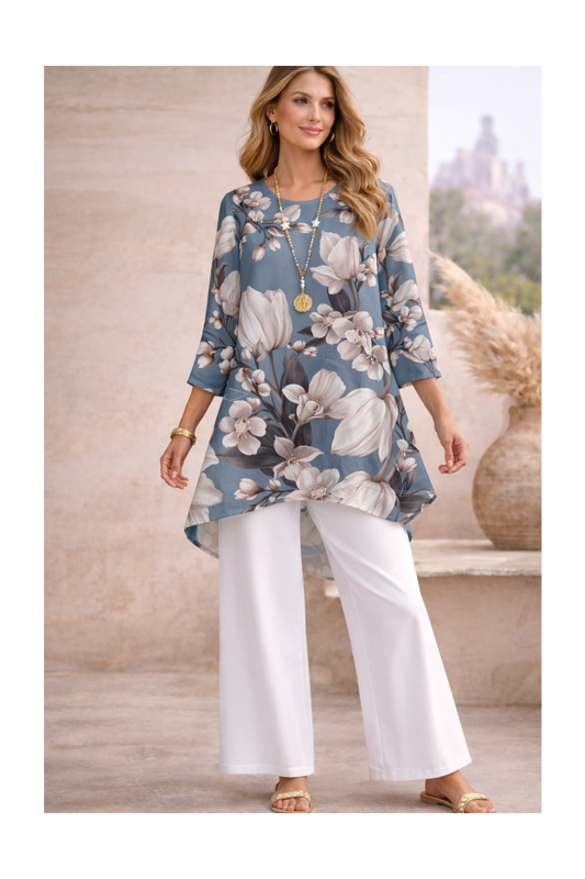 🌸 Stylish Spandex Floral Top & Pant Set