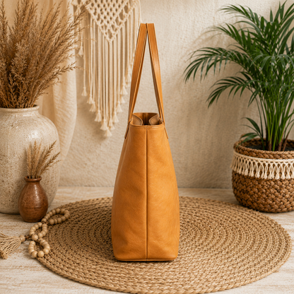 Midnight  Leather Tote Bag – Large Everyday Shoulder Tote
