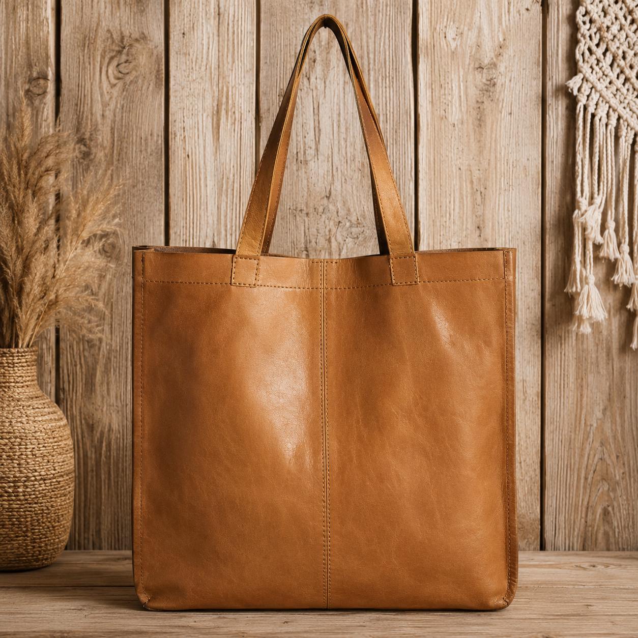 Leather Tote Bag – Minimalist Everyday Carryall for Work & Travel