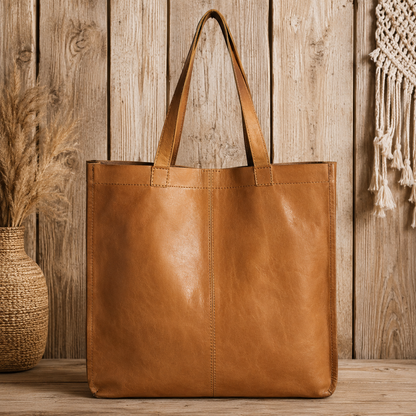 Leather Tote Bag – Minimalist Everyday Carryall for Work & Travel