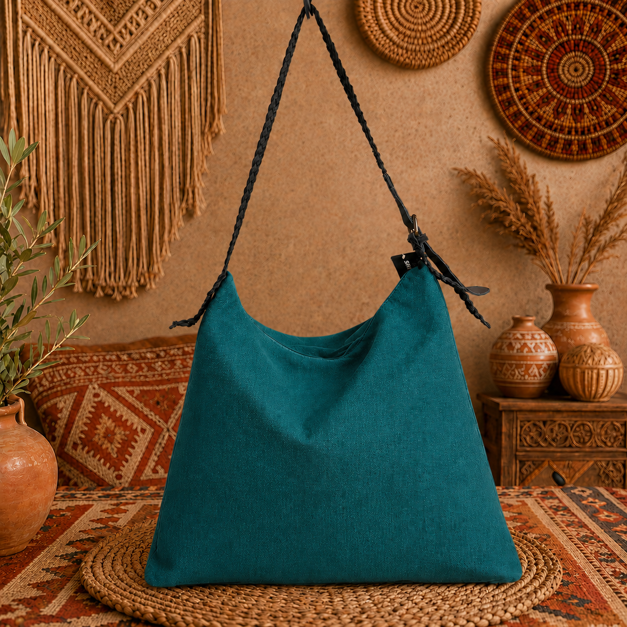 Large Linen Tote Shoulder Bag