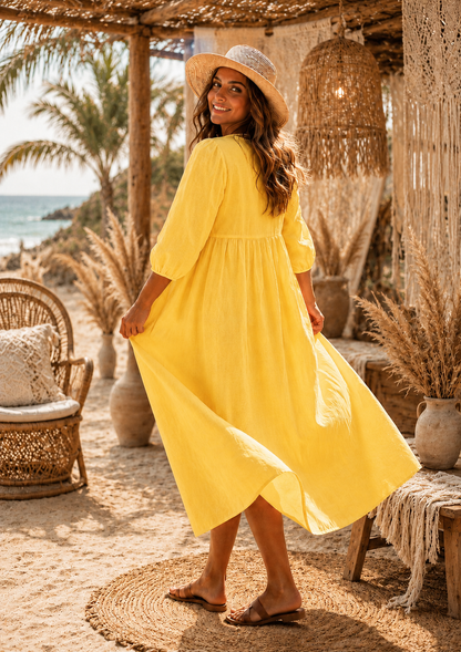 Linen Coastal Breeze Maxi Dress