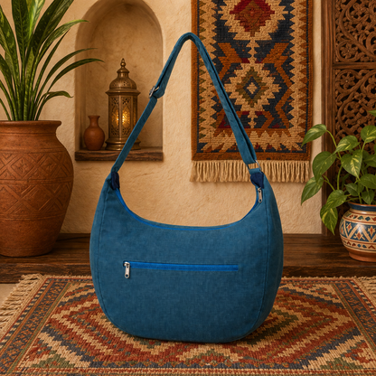 Large  Linen Shoulder Hobo Bag