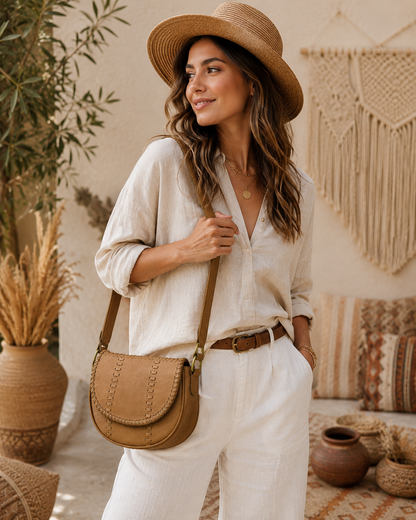 Saddle Crossbody Leather Bag
