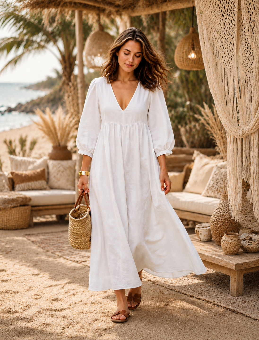Linen Coastal Breeze Maxi Dress