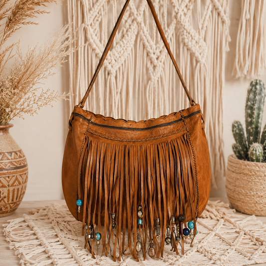Boho Chic Fringes Leather Bag for Women