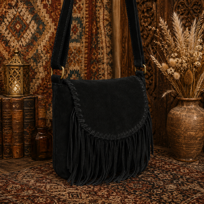 Suede Leather  Bag with Fringes