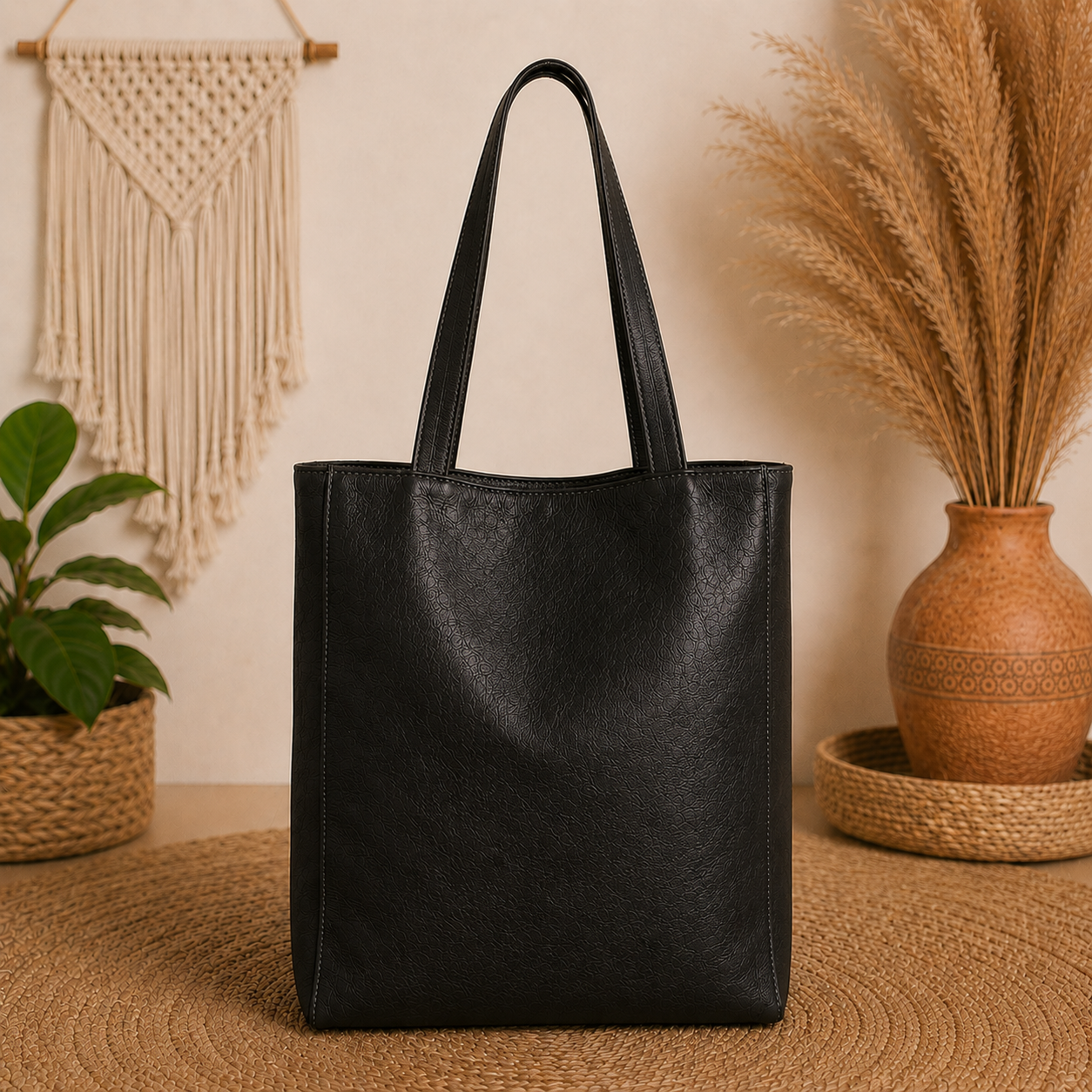 Tan Leather Tote Bag