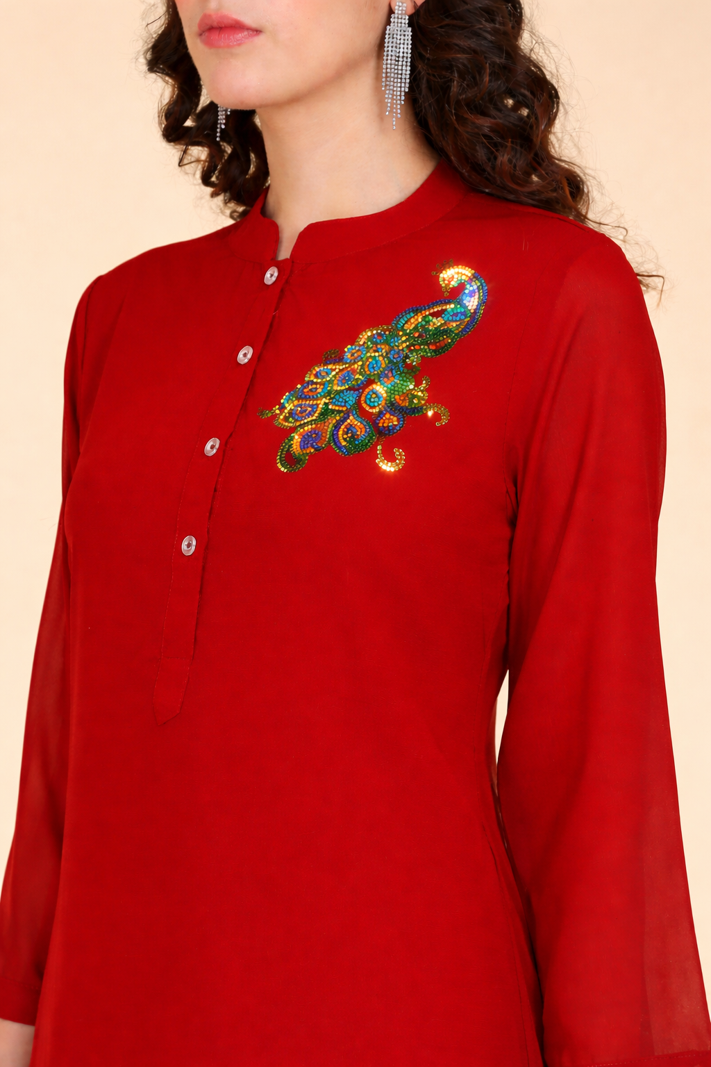 Sequin Embellished Women’s Georgette Top & Pant Co-Ord Set – Party & Festive Wear