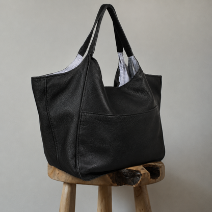 Large Black Leather hobo Bag