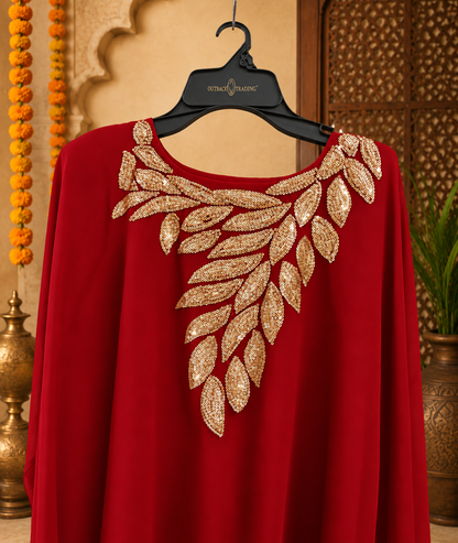 Women's Sequin Motif Embellished Georgette Kaftan Set