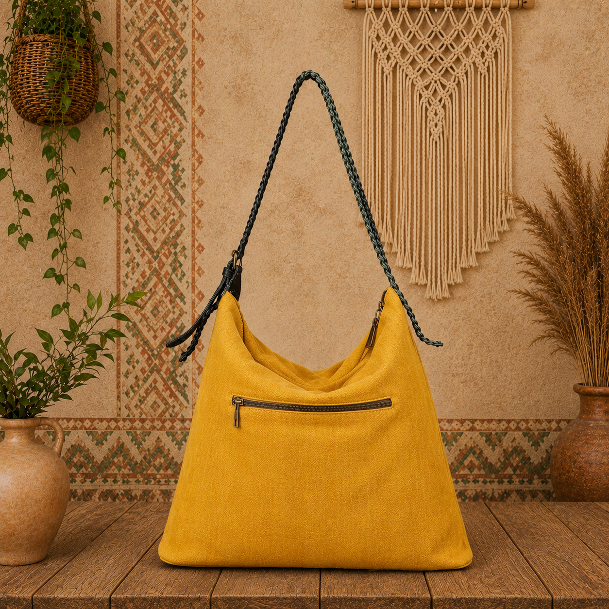 Large Linen Tote Shoulder Bag