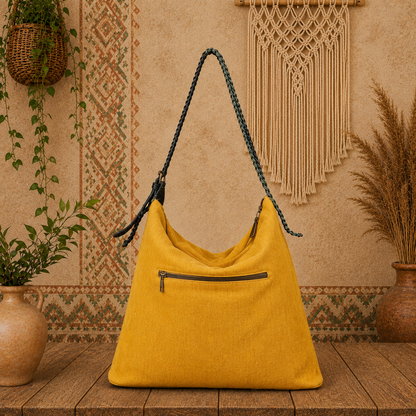 Large Linen Tote Shoulder Bag